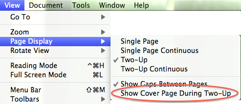 Adobe Reader - Show Cover Page During Two-Up